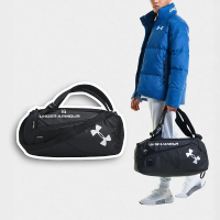 【UNDER ARMOUR】健身包 UA Contain Duffle Bag 黑 白 13吋 多夾層 旅行袋 側背包 UA(1361225001)