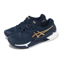 Asics 網球鞋 GEL-Resolution 9 女鞋 藍 金 榮耀系列 緩衝 抓地 運動鞋 亞瑟士 1042A268960