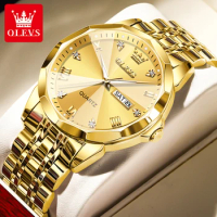 OLEVS Gold Men Watch, Analog Quartz Watch for Men, Stainless steel Casual Waterproof Luminous Wrist 