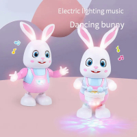 Robot Rabbit Dancing Sing Song Electronic Bunny Music Robotic Animal Beat Drum With LED Cute Electric  Toy Kids Birthday Gift