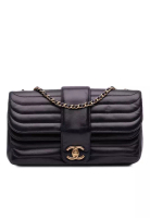 Chanel 二手香奈兒雙C橫紋菱格紋羊皮雙蓋包