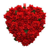Heart Shaped Red Rose Valentine's Day Decoration Artificial Silk Rose Romantic Love Symbol New Wedding Decoration Wedding Car