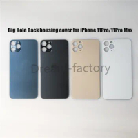 500PCS Big Hole Back Battery Door Back Glass Cover Battery Cover with Tape Adhesive Replacement for iPhone 11 Pro Max