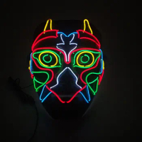 Glowing Mixed Colors EL Wire Mask Cosplay Costume Accessories Luminous Led Party Mask For Halloween Carnival Decor