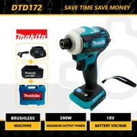 Makita Cordless Impact Driver DTD172 18V LXT BL Brushless Motor Electric Drill Wood/Bolt/T-Mode 180 NM Rechargeable Power Tools