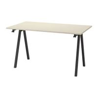 TROTTEN 書桌/工作桌, 米色/碳黑色, 140 x 80 公分