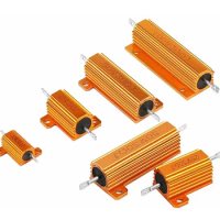 RX24 50W 100W Gold Aluminum Power Metal Shell Case Wirewound Resistor 0.1R ~ 100K 1 6 8 10 20 100 200 500 1K 10K ohm Resistance