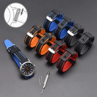 Generic rubber strap compatible with DW/Citizen/Armani/Seiko/breitling/huawei/Samsung watch 20|22|24mm two-color bracelet