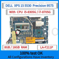 LA-F211P Motherboard.For Dell XPS 15 9575 / Precision 5530 Laptop Motherboard, With i5-8305G/i7-8705G CPU and 16GB RAM.