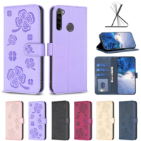 Wallet Flip Case Cover For Xiaomi Redmi Note 8 2021 Note8 Pro 8T Note8T 8Pro 3D Lucky Grass Protect Phone Cases Card Slot Fundas