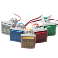 AC 50-500V 0-100A 22mm Square LED Digital Voltmeter Ammeter
