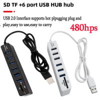 Hub Multi Splitter Port High Speed Transmission USB 6 Port Memory TF Docking Station Plug and Play for Laptop Computer PC