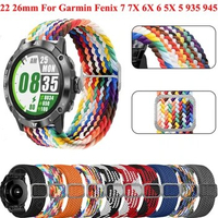 22 26Mm Woven Nylon Smart Watch Strap For Garmin Fenix 7 7X 6X 6Pro 5X 5 Plus 3HR 935 EPIX Bracelet QuickFit Wristband Accessory