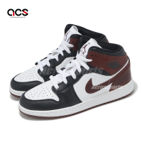 Nike 休閒鞋 Air Jordan 1 Mid SE GS 大童 女鞋 黑 酒紅 紅棕 AJ1 中筒 HF3193-102