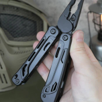 Outdoor multifunctional pliers folding tool knife D2 steel black Swiss army knife emergency equipment