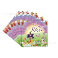 Easter He is Risen Napkins 40Pcs Happy Easter Religion Jesus Paper Napkins Cross Easter Napkin Easter Spring Party Supplies