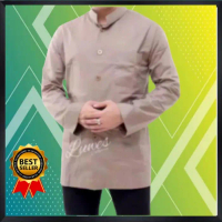 Berkualitas pakaian baju muslim koko dewasa haibah habib model ammu terbaru - coklat susu, M