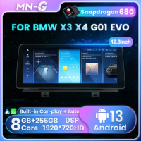 12.3'' Snapdragon 680 for BMW X3 Bmw X4 Bmw G01 EVO Car Radio Multimedia Video Players Android Auto CarPlay 2 Din Gps Navigation