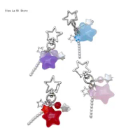 Jelly Star Pendant Phone Chain Candy Colors Keychain Detachable Phone Lanyard Decorations Five-Pointed Star Keyring XXFD