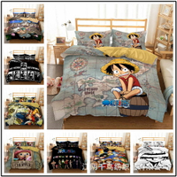 海賊王卡通被套組 可愛柔軟床上用品組合 兒童單人被套枕套 路飛