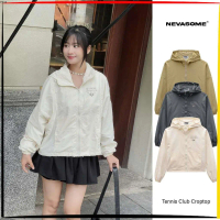 HUA [Xả Hàng] Áo Gió Nhăn Croptop Local Brand NEVASOME Tennis Club Kem Nâu Ghi Vải Nữ