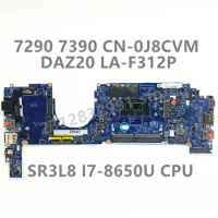 CN-0J8CVM 0J8CVM J8CVM For Dell 7290 7390 Laptop Motherboard DAZ20 LA-F312P With SR3L8 I7-8650U CPU 100%Full Tested Working Well