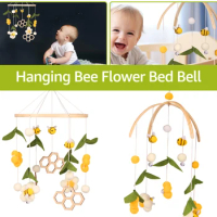 Baby Crib Nursery Mobile Bamboo Wood Mobile Baby Wind Chimes Cute Baby Crib Mobile Toy Soothing Crib Nursery Mobile Hanging Bee
