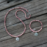 4mm 6mm Rhodochrosite Mini JapaMala Beads Necklace, 108 Mala Necklace, Natural Stone, Meditation Beads, Lotus, Spiritual Jewelry