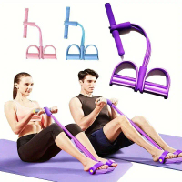 4 Tube Foot Pedal Puller Elastic Yoga Resistance Band Rope Workout Fitness Tension Training Sit M4Z0