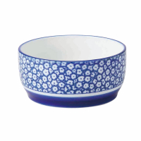 【西海陶器】藍色花卉湯碗
