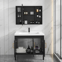 cheaper price Modern vanity wooden panel bathroom cabinet with mirror toilet vanity storage sink bathroom cabinet
