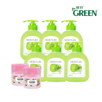 【Green 綠的】水潤抗菌綠茶潔手乳400mlX6+香氛保濕乾洗手凝露_茉莉&amp;佛手柑40mlX2