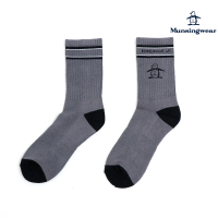 【Munsingwear】企鵝牌 男款灰色LOGO印花撞色彈力運動襪 MGRL0201