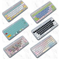 Besegad Fashion Colorful Laptop Silicone Keyboard Cover Skin Sticker Protector for Logitech K380 Bluetooth Keyboard