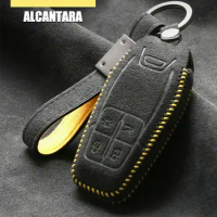 Real Alcantara Leather Car Key Fob Case Cover Shell Keychain Accessories Fit For Ferrari 458 588 488GTB LaFerrari