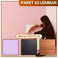 Wallfoam Dinding 3D Bata Foam Wallpaper Sticker Tebal 3mm Ukuran 70x77cm Premium Anti Air 10 Lembar