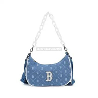 MLB BOSTON DIAMOND MONOGRAM DENIM JACQUARD STRAP HOBO