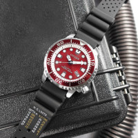 CITIZEN  PROMASTER 光動能 紅水鬼 潛水錶 防水 日期 橡膠手錶-紅黑色/44mm