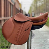 馬鞍綜合障礙鞍馬鞍馬術鞍鞍子馬術馬具全皮鞍子軟棕色