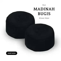 Peci kopiah madinah bugis warna hitam dan putih polos motif pohon kurma harga terjangkau bagus Hitam