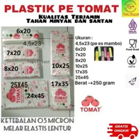 Plastik es PE Tomat 4,5x23-6x20-7x20-8x20-10x25-17x35-25x45/plastik es mambo lilin gula santan minya