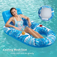Floating Water Hammock Recliner Foldable Inflatable Swimming Air Mattress Sea Swimming Ring Pool Party Toy Float Lounge Rest Bed
