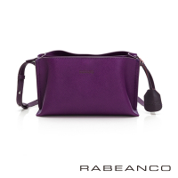 RABEANCO DAE真牛皮流線壓紋斜背小方包 紫