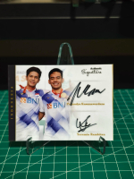 Kartu Bulutangkis Badminton Pramudya Kusumawardana Yeremia Rambitan Indonesia Signed Asli