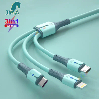 JIMA 3 In 1 USB Super Fast Charging Cable A to Lightning Type C Micro USB Multi-Port Charge Wire for