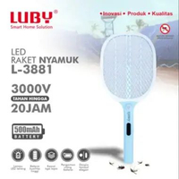 Raket Nyamuk Luby tipe L-3881 Baterai Cas LED lampu Rechargeable Mosquito Electric Swatter