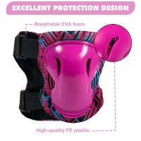 【Outdoor】          6 in 1 Kids Knee and Elbow Pads with Wrist Guards 3 in 1 Protective Gear Set for 