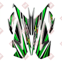 striping lis motor / stiker honda Supra x 125d 2006 full hitam-hijau