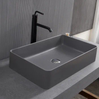 Top Quality artificial stone wash basin 600*360*125mm Fashion luxury Earl Grey washbowl Bathroom sink artistic Lavabo
