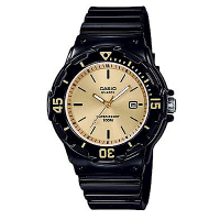 CASIO 簡約錶盤潛水風指針運動錶(LRW-200H-9E)香檳金x黑/32m